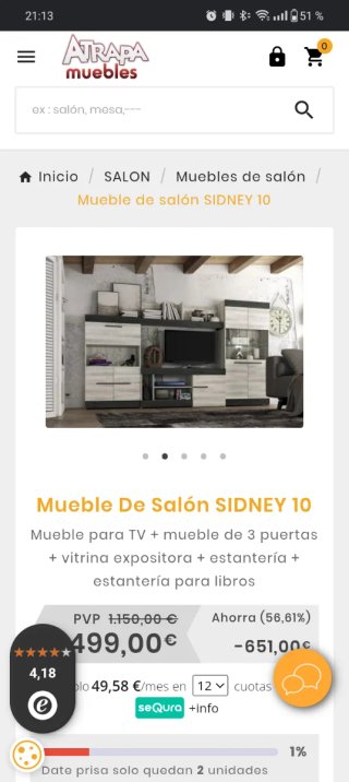 Mueble de salón modular gris y blanco