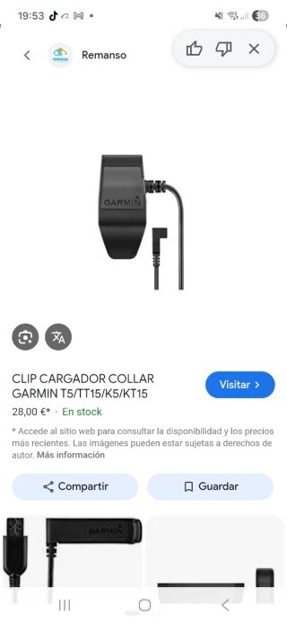 Cargador Garmin T15 y T5