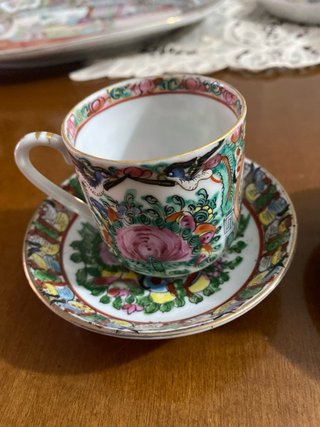 2 Tazas y 2 Platos Porcelana Antigua China Macao