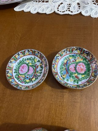 2 Tazas y 2 Platos Porcelana Antigua China Macao