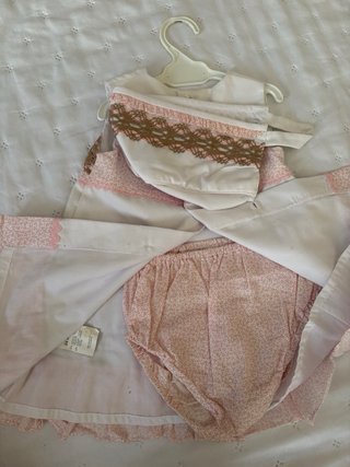 Vestido bebé niña blanco y rosa
