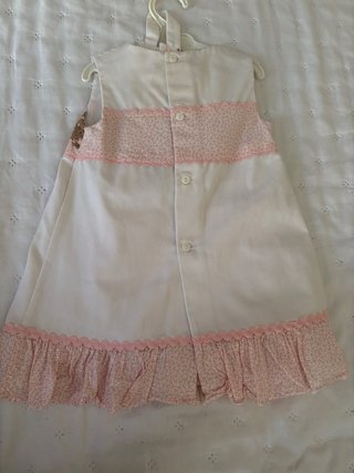 Vestido bebé niña blanco y rosa