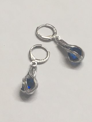 Pendientes de Plata con Zafiro Azul