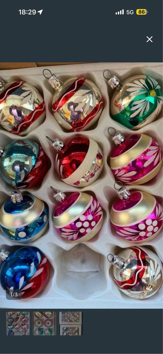 Palline di Natale Vintage Multicolor in Cristallo