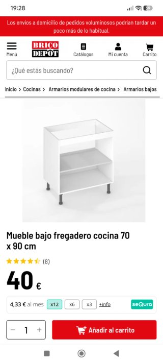 3 modulos de mueble de cocina blanco brillo