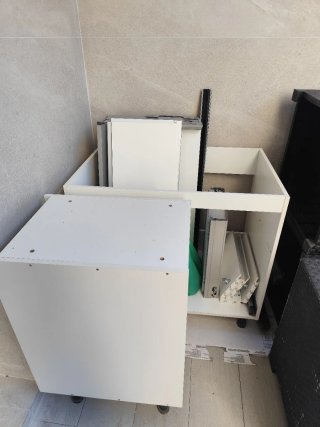 3 modulos de mueble de cocina blanco brillo