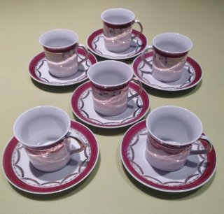 6 Tazas de café con platos de porcelana