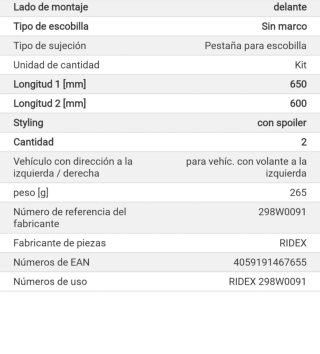 Limpiaparabrisas RIDEX 298W0091