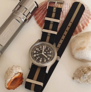 Correa de reloj nato, acanalada, vintage, 20 mm