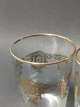Juego de 2 vasos vintage con detalles dorados