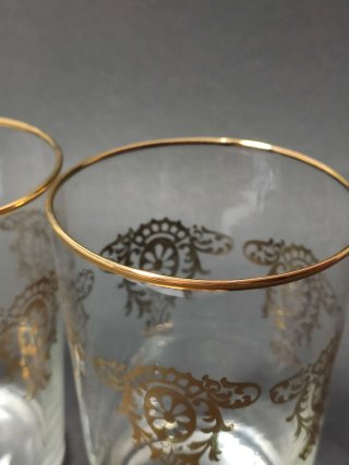 Juego de 2 vasos vintage con detalles dorados