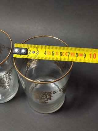 Juego de 2 vasos vintage con detalles dorados