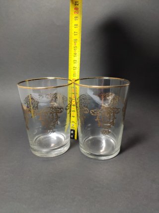 Juego de 2 vasos vintage con detalles dorados
