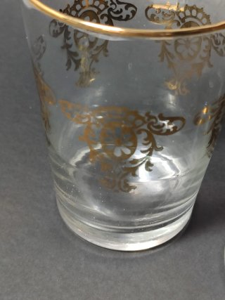 Juego de 2 vasos vintage con detalles dorados