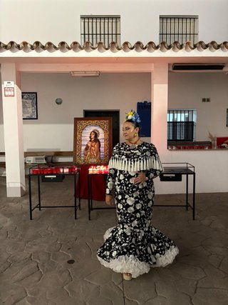 Traje de flamenca negro y blanco