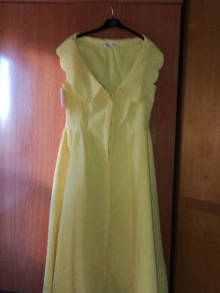 Vestido amarillo con cuello volante