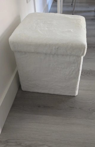 Pouf Puff Bianco con Spazio di Archiviazione