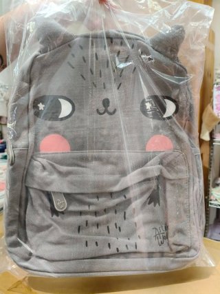 Mochila escolar infantil gato gris