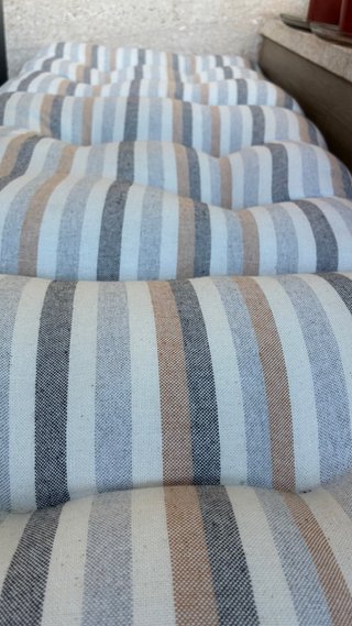 Cojín asiento cuadrado rayas beige y gris (x6)