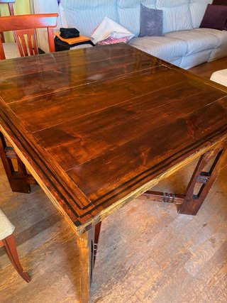 Mesa comedor madera restaurada 1x1m extensible