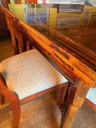 Mesa comedor madera restaurada 1x1m extensible