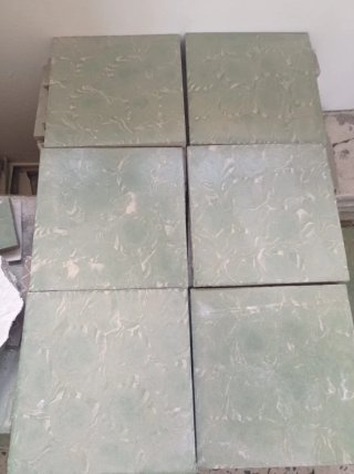 Preciosas losetas hidráulicas antiguas verde agua