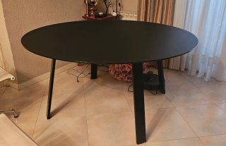 Mesa Comedor Redonda 1.50m Acero y Cristal