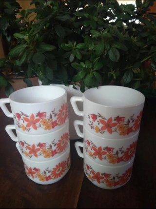 Juego 6 Tazas  de café Arcopal SUNFLOWER flores