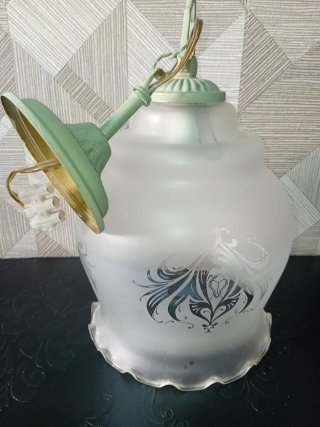 Lampada da soffitto vintage in vetro e metallo