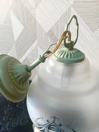 Lampada da soffitto vintage in vetro e metallo