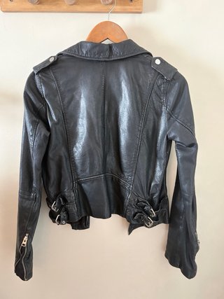 Cazadora Biker Cuero Negra