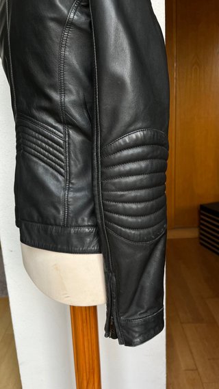 Cazadora Biker Uterqüe Negra Piel