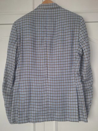 Americana Zara Lino Cuadros Azul T.50 Slim Fit