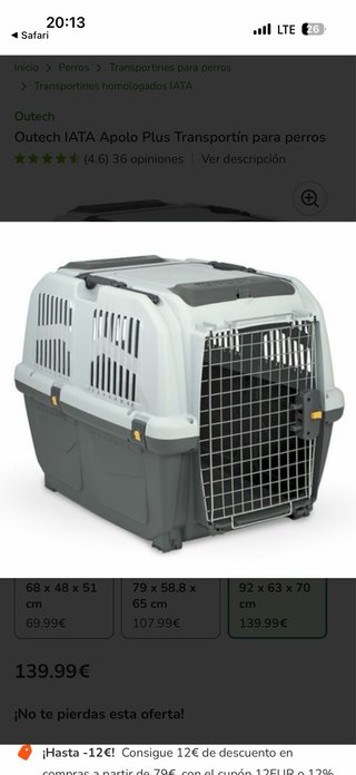 Transportin Tamaño grande para perros