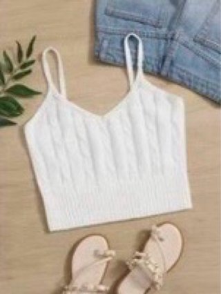 Top de punto blanco