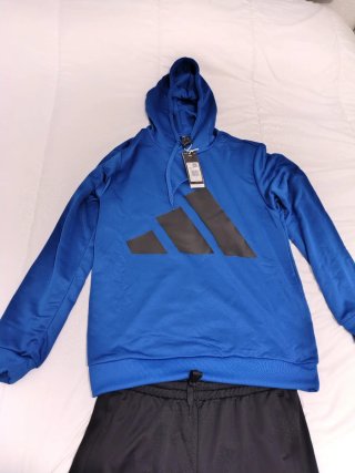 Conjunto Adidas Hoodie y Pantalón Negro Azul
