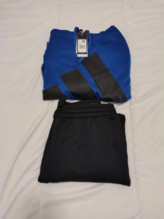 Conjunto Adidas Hoodie y Pantalón Negro Azul