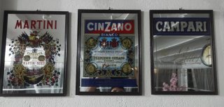 Cornice Vintage Legno 40x30 - Campari, Cinzano, Ma