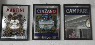 Cornice Vintage Legno 40x30 - Campari, Cinzano, Ma