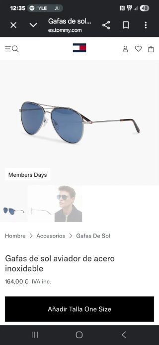 Gafas de Sol Aviador Tommy Hilfiger Negras/Plata