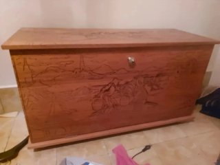 Baúl/Arcón Oriental Tallado Artesano S.XX Impecabl