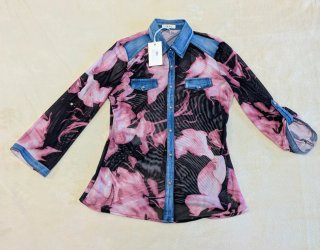 Camisa Tul Estampada Denim Talla L
