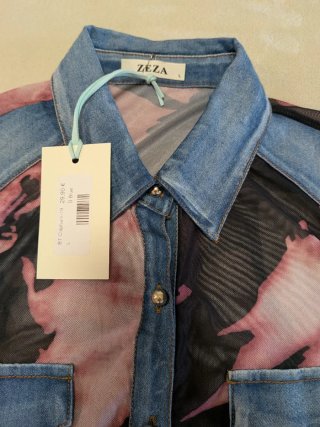 Camisa Tul Estampada Denim Talla L
