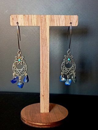 Pendientes Plata Piedras Naturales Azules