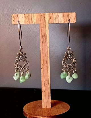 Pendientes Plata con Piedras Naturales Verdes