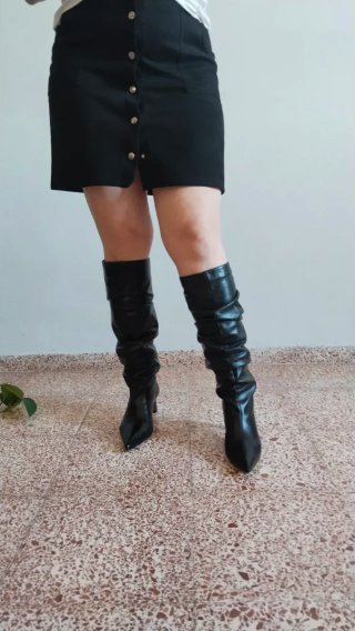 Botas altas Zara piel negras 6 cm