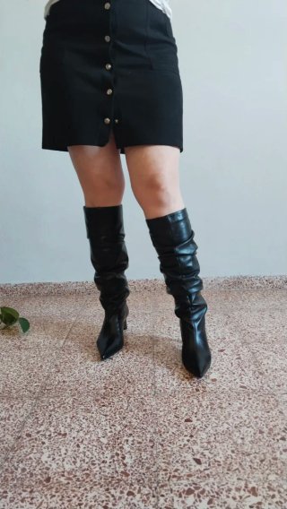 Botas altas Zara piel negras 6 cm