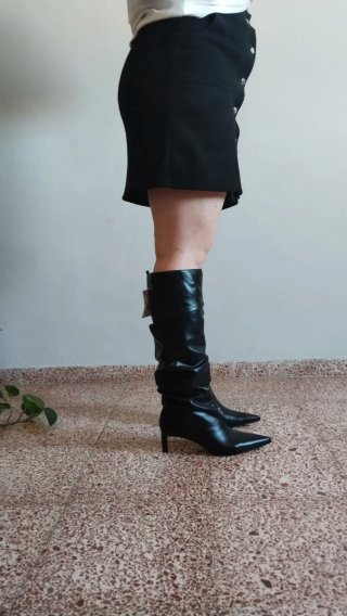 Botas altas Zara piel negras 6 cm