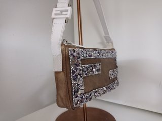 Bolso Fendi Baguette en lona y pedrería