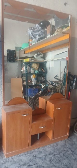 Tocador madera con espejo y cajón